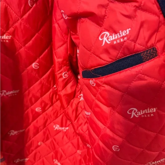 Rainier X Casual Industrees Red and Blue Plaid Lined Wool Blend Jacket Lightweight & Shirt Jackets